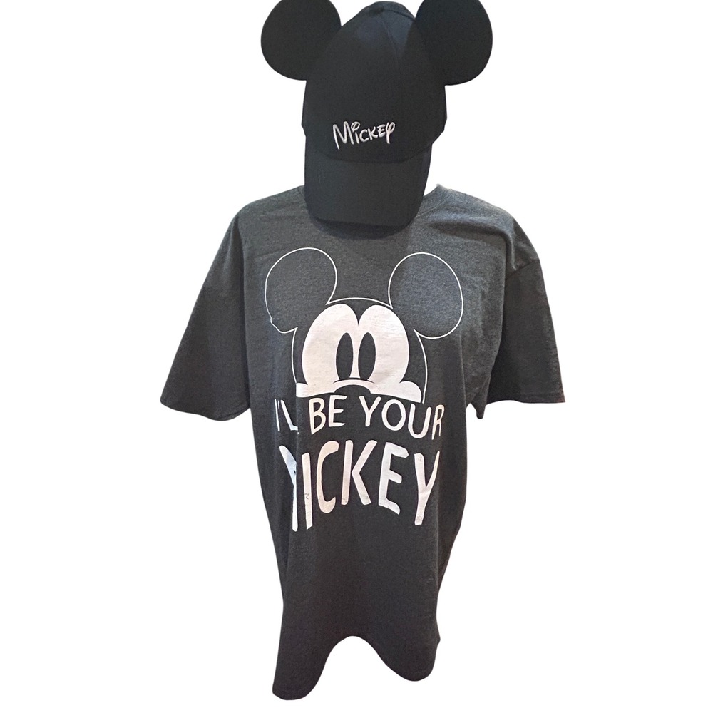 NEW Disney‎ Mickey Mouse Graphic Dark Gray L/G Hanes Hat Bundle